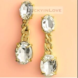 ALEXIS BITTAR • Bonbon Clear Crystal Drop Elegant Edgy Chain Drop Earrings